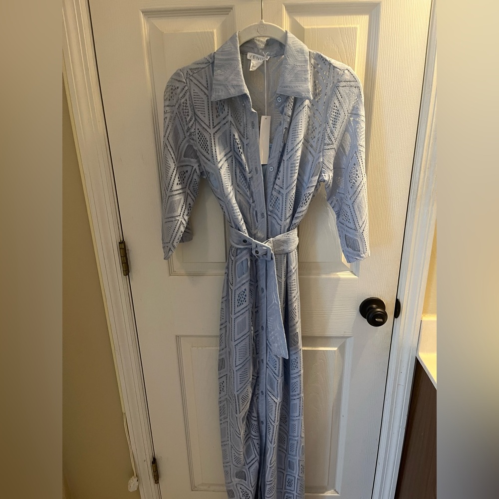 Venus Lace Chevron Overlay light Blue dress size 4 - Picture 4 of 6